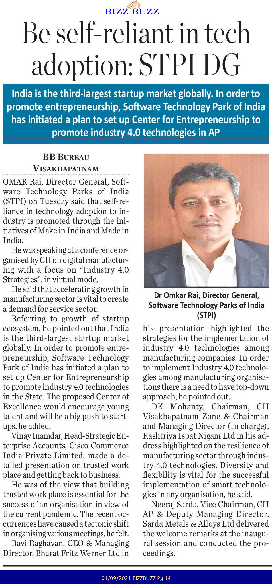 Be self-reliant in tech adoption: STPI DG